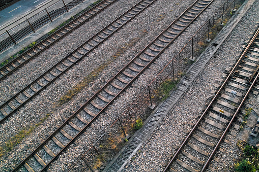 Railroad tracks extending into the distance