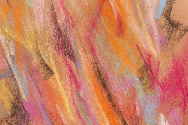 Colorful pastel hand painted crayons abstract background for textures