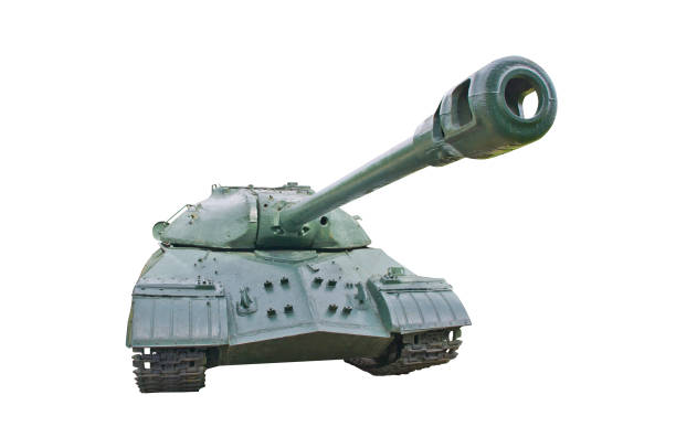 istock Military tank isolated on white background 1396112467