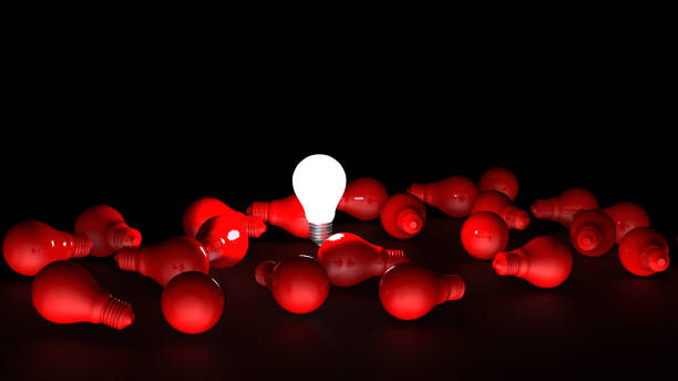 istock Light bulbs on dark background. Idea concept. 3D Illustration. 1396114130