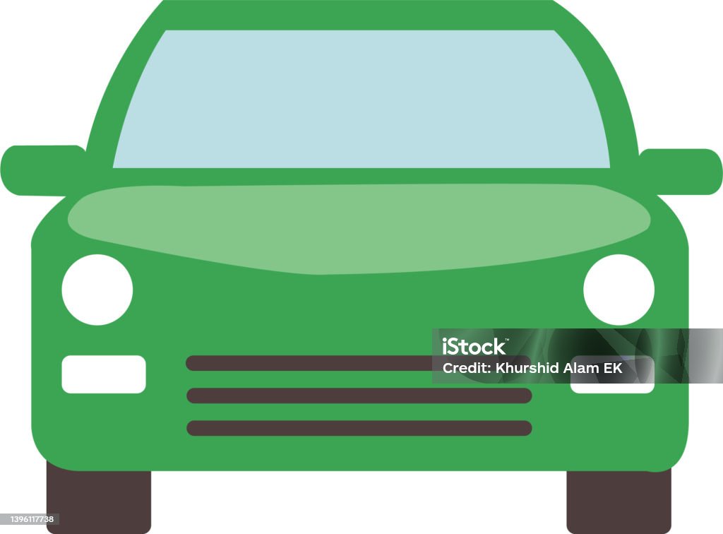 Car Font View For 2d Cartoon Animation Green Color Car Stock Illustration -  Download Image Now - iStock