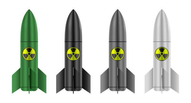istock Green, black, gray, and white nuclear weapon vector illustration. Atomic bomb isolated on background 1396118414