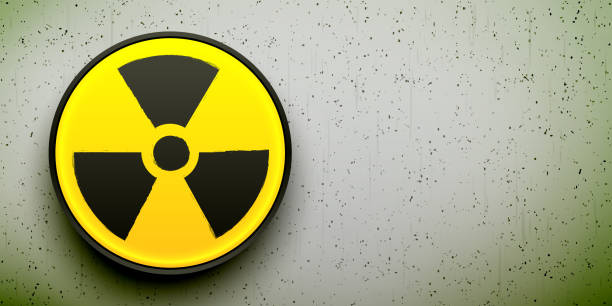 istock Radiation button on a grunge wall background. Nuclear alert black and yellow vector icon 1396118970