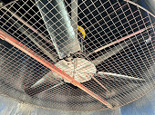 Fan blades of the air cooling unit. Air cooling apparatus — equipment that is used for cooling or condensing gas