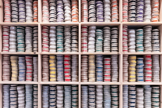 Bayonne in France, colorful espadrilles stored on a shelf