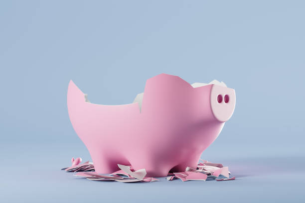 istock Empty piggy moneybox on light blue background 1396125119