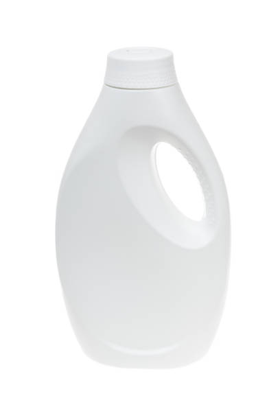 istock Plastic white bottle for liquid laundry detergent, liquid softener, cleaning agent, bleach or fabric softener, isolated 1396126287