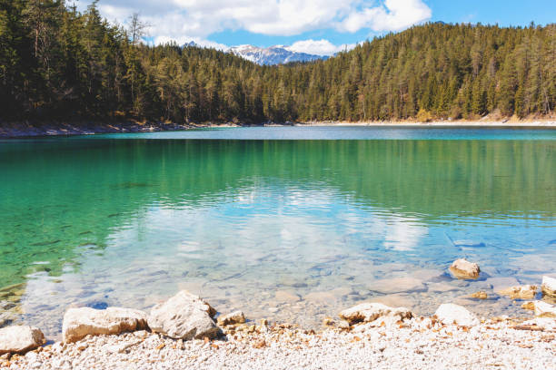 istock Wonderful view of the crystal clear Eibsee/Untersee 1396129044