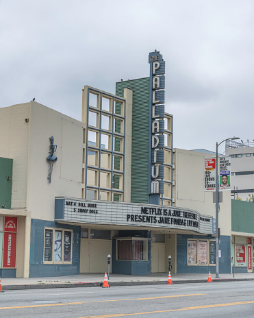 Los Angeles, CA, USA - May 2, 2022: Exterior of the Hollywood Palladium on Sunset boulevard in Los Angeles, CA.