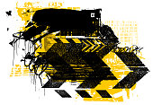 istock Abstract yellow danger warning grunge vector 1396132667