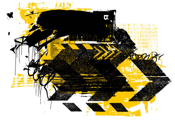 Abstract yellow danger warning grunge vector vector art illustration