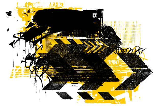 Vector illustration of Abstract yellow danger warning grunge vector