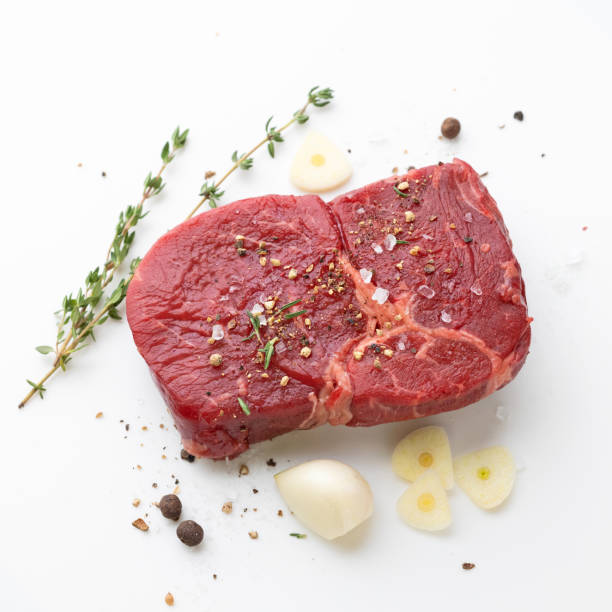 生の新鮮なステーキ - veal meat raw steak ストックフォトと画像
