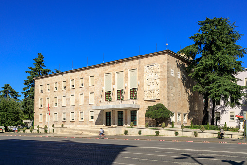 Vrsac, Serbia - June 04, 2020: Municipal building of Vrsac (Serbian: zgrada opstine Vrsac). Town Hall. Vrsac got its town hall in 1795.