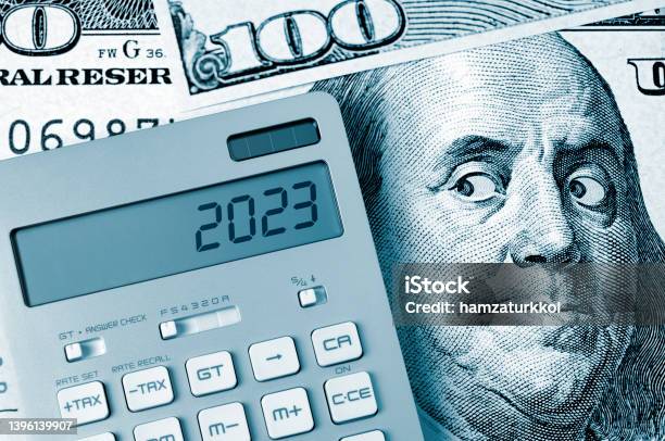 Ben Franklins Fear 2023 Stock Photo - Download Image Now - 2023, Finance, US Paper Currency