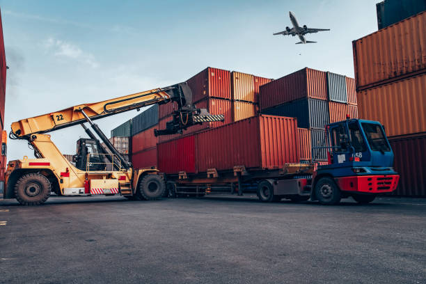 istock Airplane above port. 1396145474