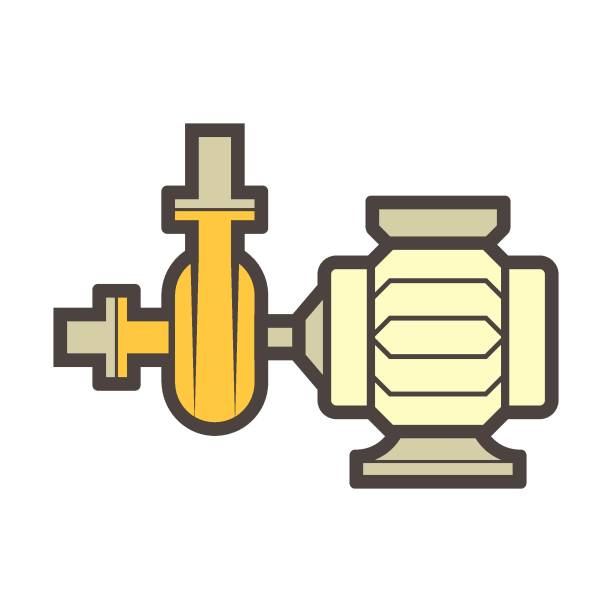 ilustraciones, imágenes clip art, dibujos animados e iconos de stock de diseño de icono vectorial de bomba de agua para control, distribución y suministro de agua, petróleo y gas. - sewage treatment plant wastewater water pump valve