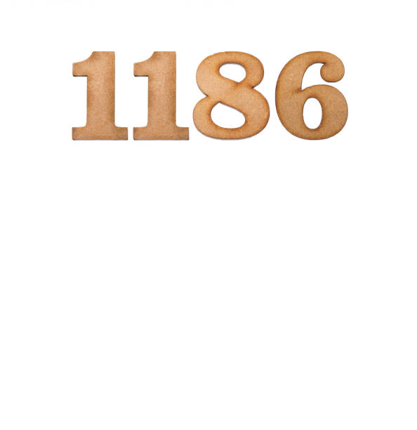 istock Number 1186 in wood, isolated on white background 1396147689