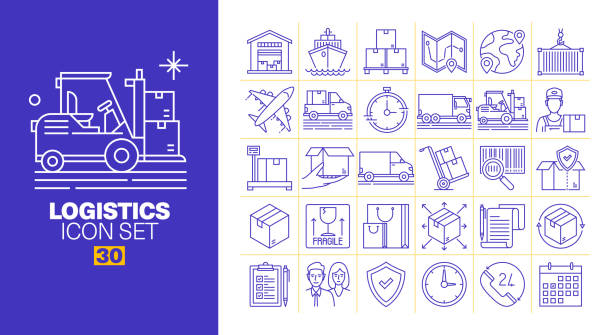 Logistics Line Icons Set vector art illustration
