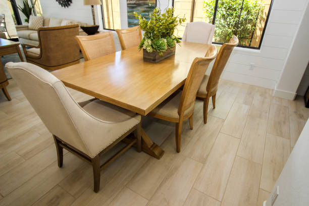 istock Dining Area Wooden Table With Six High Back Chairs 1396153252