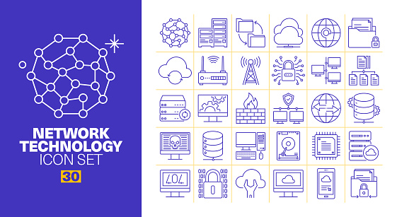 Network Technology Line Icons Set