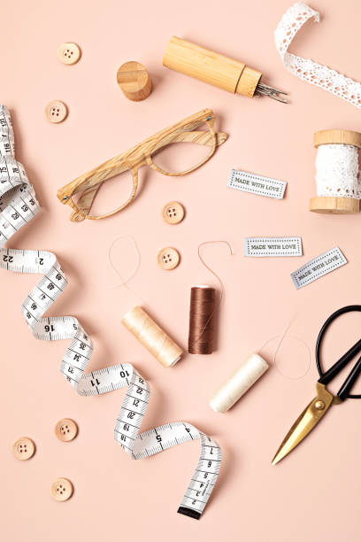 istock Sewing supplies and accessories for needlework. Craft hobby background. Recomforting; destressing hobby 1396160861