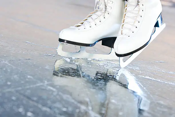 Photo of Tilted natural version, ice skates with reflection