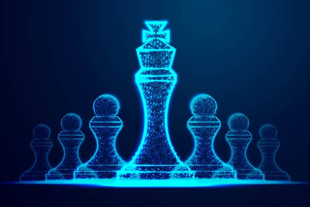 istock Leader success concept. queen chess figure as symbol of leadership. Successful challenge. Abstract wireframe design. From connecting dot and line. Vector Illustration 1396161117