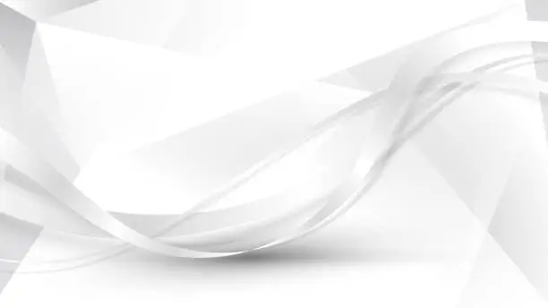 Vector illustration of Abstract white ribbon wave lines on low polygon background