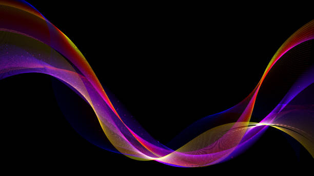 istock Abstract vibrant color neon wave lines with particles glowing dots on black background 1396162322