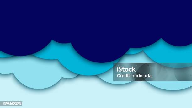 Cloudy Layout Cloudy On Blue Sky Background Flat Design Paper Cut Style Stock ...