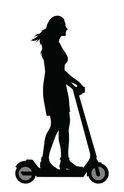 Vector illustration of Woman Riding A Scooter