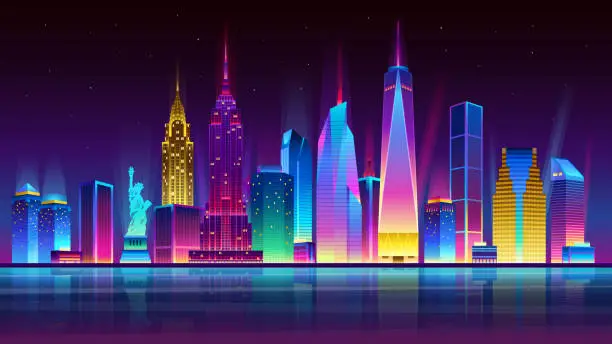 Vector illustration of Night New york City