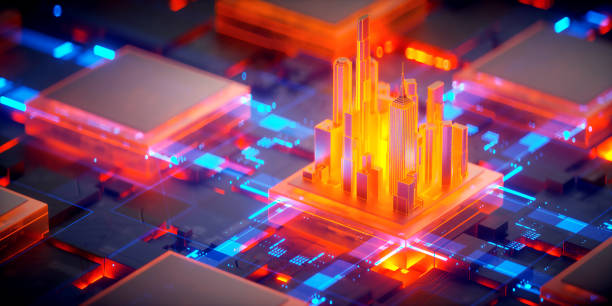 istock 3D rendering of cyberpunk AI. Circuit board. Technology background. Central Computer Processors CPU and GPU concept. Motherboard digital chip. Tech science background. 1396179024