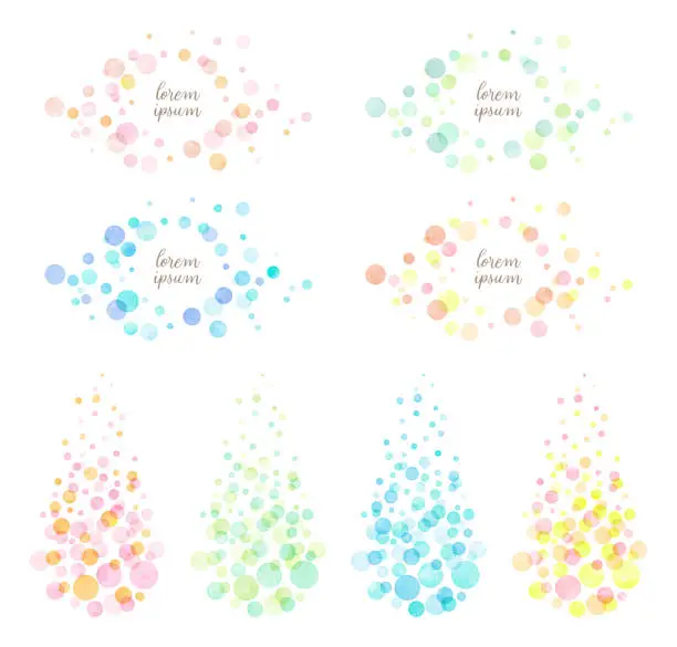 Vector illustration of colorful watercolor vector dot frames and decorations
