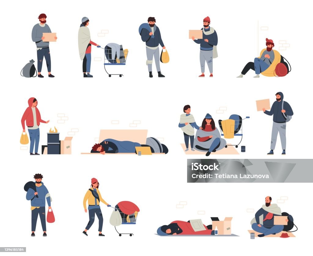 Poor People Cartoon Dirty Distressed Men Women And Kids Begging For Money Food And Help On Street Vector Person Of Poverty Isolated Set Stock Illustration - Download Image Now - iStock Poor People Cartoon Dirty Distressed Men Women And Kids Begging For Money Food And Help On Street Vector Person Of Poverty Isolated Set Stock Illustration - Download Image Now - iStock