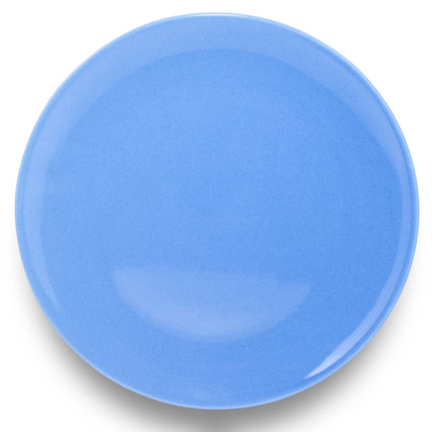 istock Blue circle ceramics plate isolated on white background. 1396185605