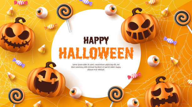 illustrazioni stock, clip art, cartoni animati e icone di tendenza di felice halloween. illustrazione vettoriale di halloween. - halloween candy immagine