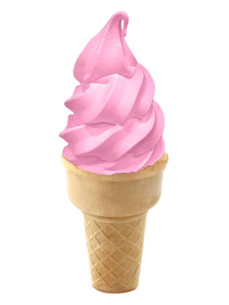 istock strawberry Ice cream in the cone on white background 1396196946