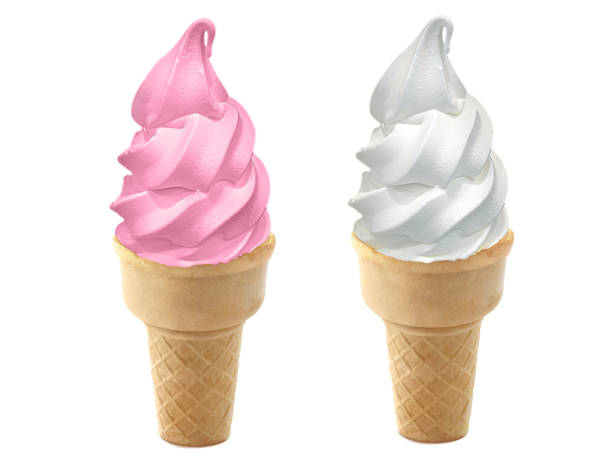 istock strawberry, vanilla Ice cream in the cone on white background 1396197016