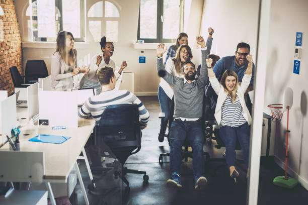 istock Race on chairs at corporate office! 1396197075