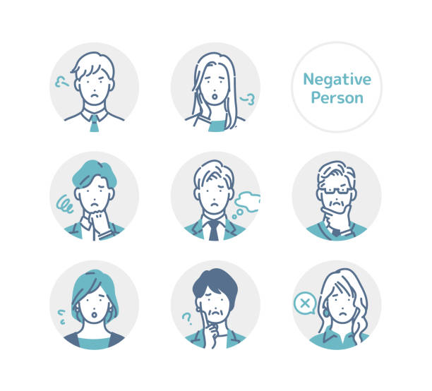 negative business person circle icon - 皺眉頭 插圖 幅插畫檔、美工圖案、卡通及圖標