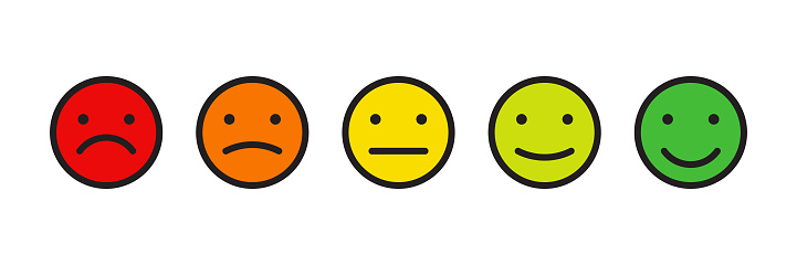 Rate your experience emoji faces, Feedback rate emoticons vector illustration. Emotion feedback scale isolated on white background. EPS 10 file format.