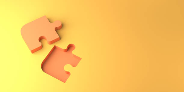 istock Puzzle piece to fit together. Jigsaw concept. 3D illustration. Copy space. 1396203390
