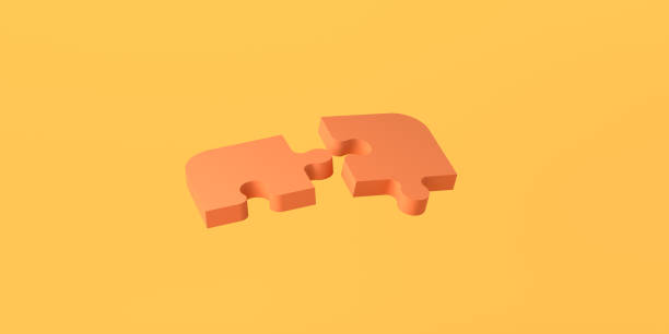 istock Puzzle pieces about to fit together. 3D illustration. Copy space. 1396203470