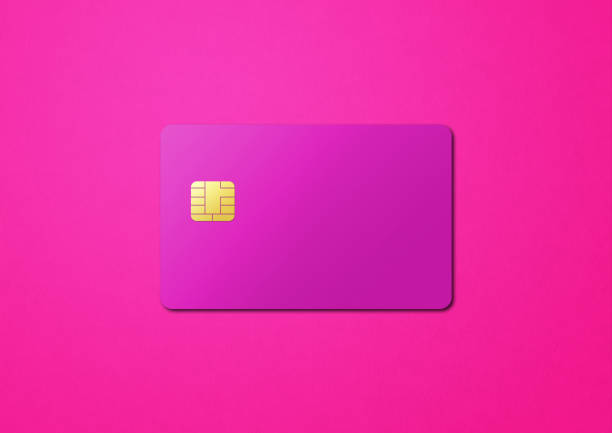 istock Pink credit card on a color background 1396204068