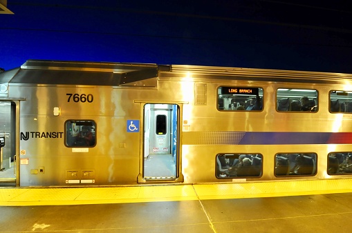 Newark, NJ- October 31, 2011: A train of Amtrak stopped at Newark Station, New Jersey.