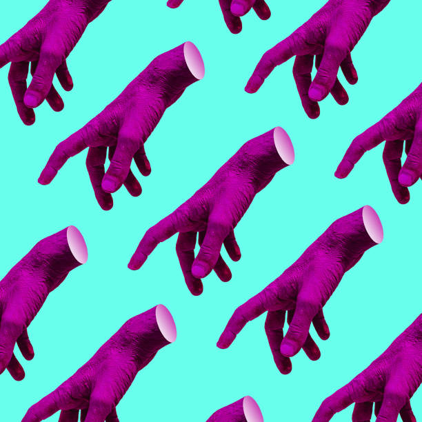 Colored handprints on white paper. Multicolored palm shapes isolate. High quality photo