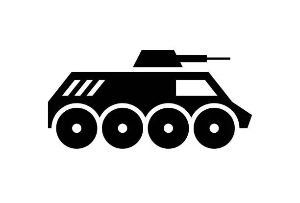 Vector illustration of Armored personnel carrier black icon