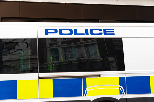 London Police Car inscription detail on the doors